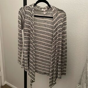 Ambiance Apparel Lightweight Open Front Striped Cardigan